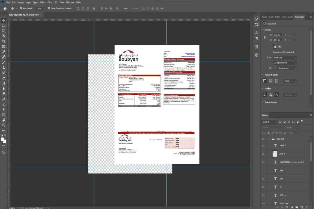 Modèle Word et PDF de relevé hypothécaire de la Banque Boubyan du Koweït template Modèle Word et PDF de relevé hypothécaire de la Banque Boubyan du Koweït template